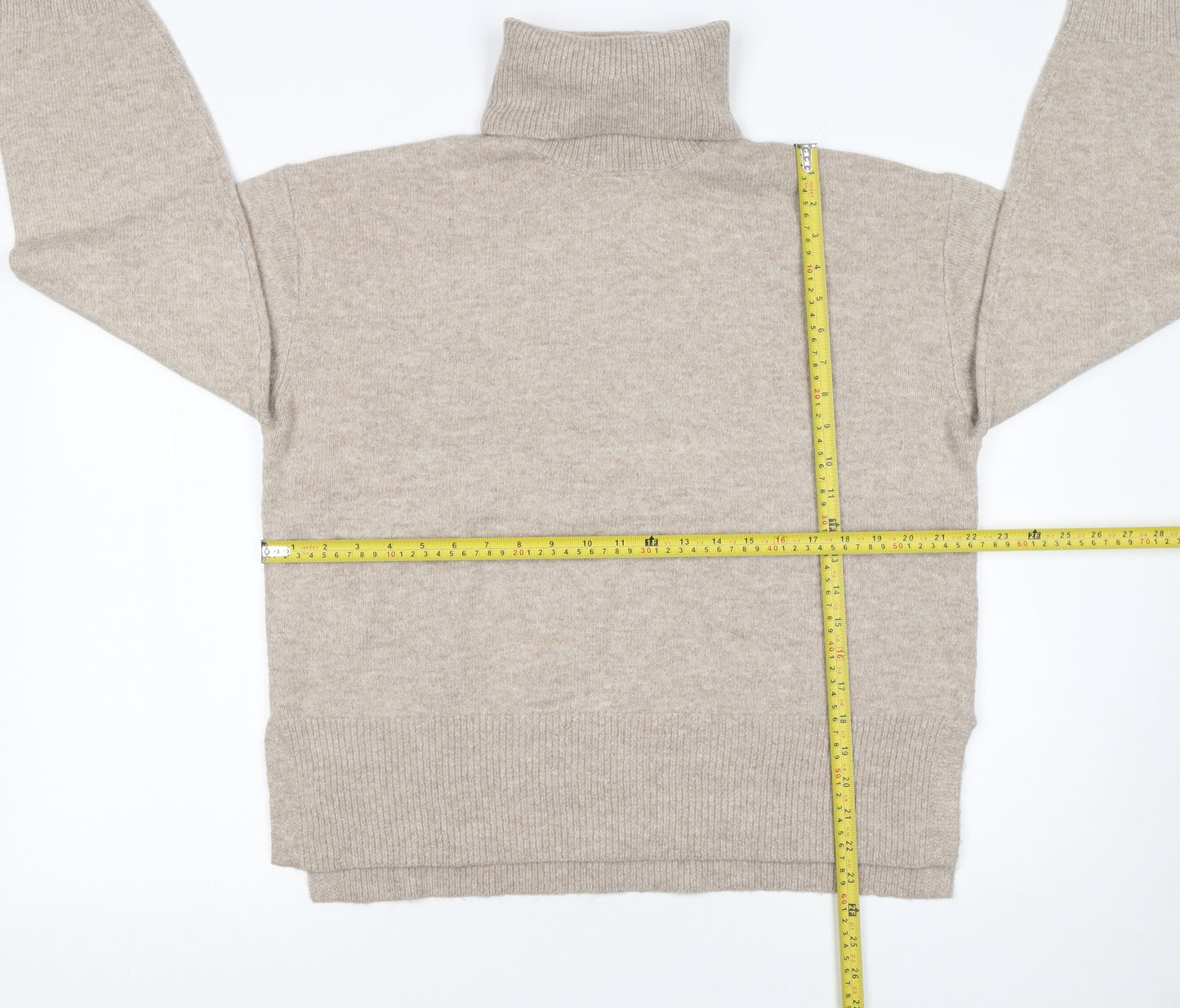 New Look Women Beige Roll Neck Knit Jumper Size M