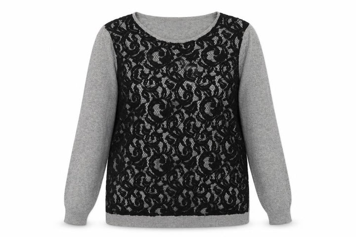 Wallis Women’s Grey Lace Front Long Sleeve Pullover Jumper Size 20