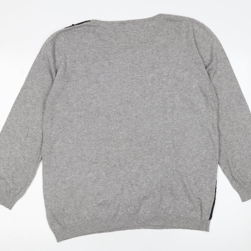 Wallis Women’s Grey Lace Front Long Sleeve Pullover Jumper Size 20