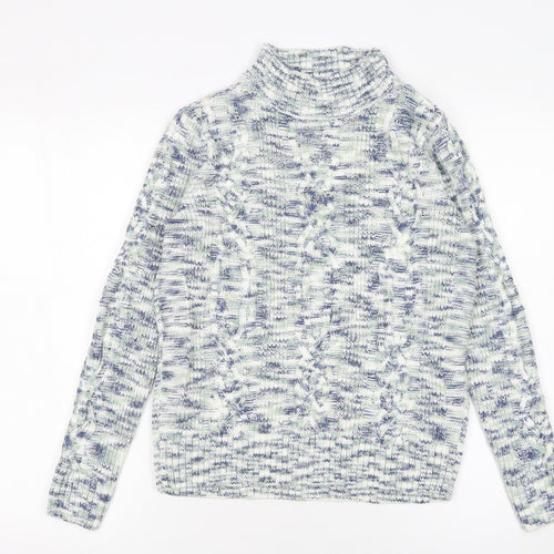 ISLE Women’s Multicoloured Roll Neck Cable-Knit Jumper Size S 10-12