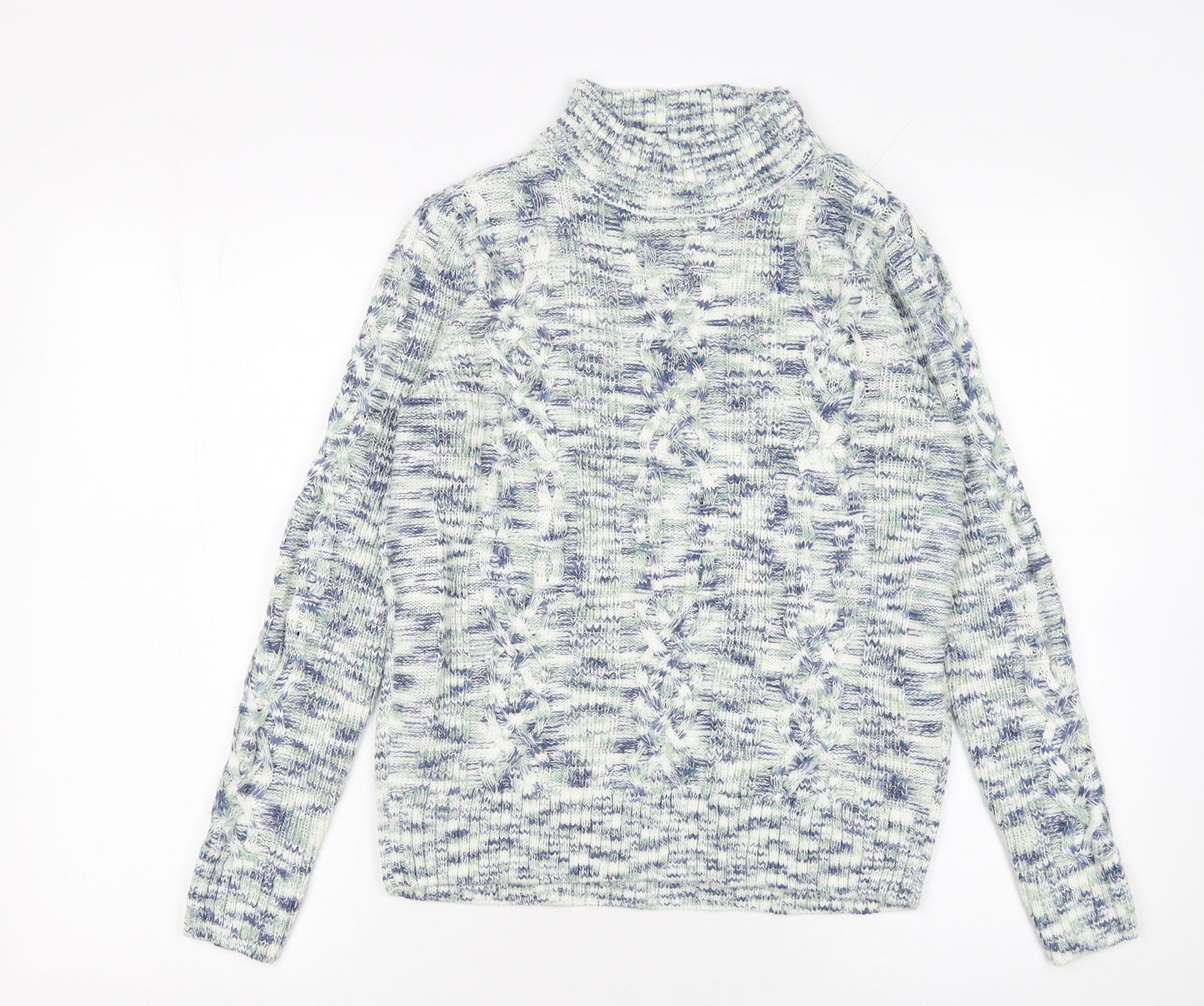 ISLE Women’s Multicoloured Roll Neck Cable-Knit Jumper Size S 10-12