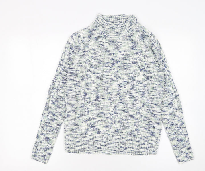 ISLE Women’s Multicoloured Roll Neck Cable-Knit Jumper Size S 10-12