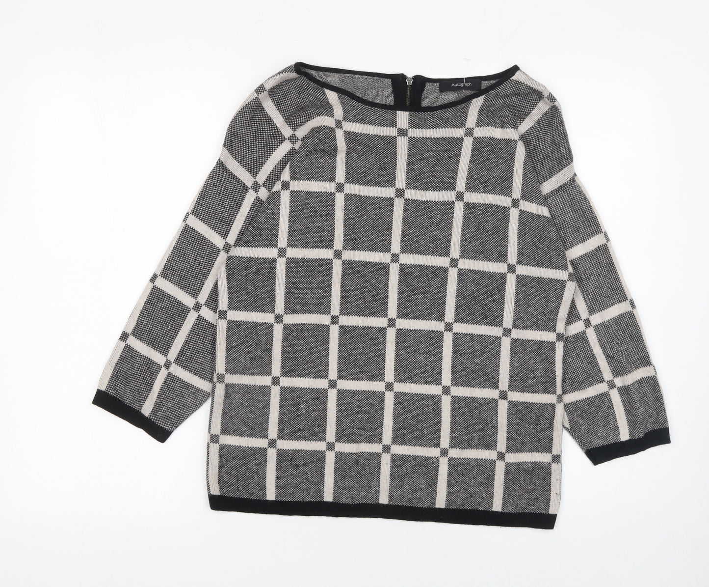 Marks and Spencer Autograph Women’s Grey Check Knit Jumper Size 12
