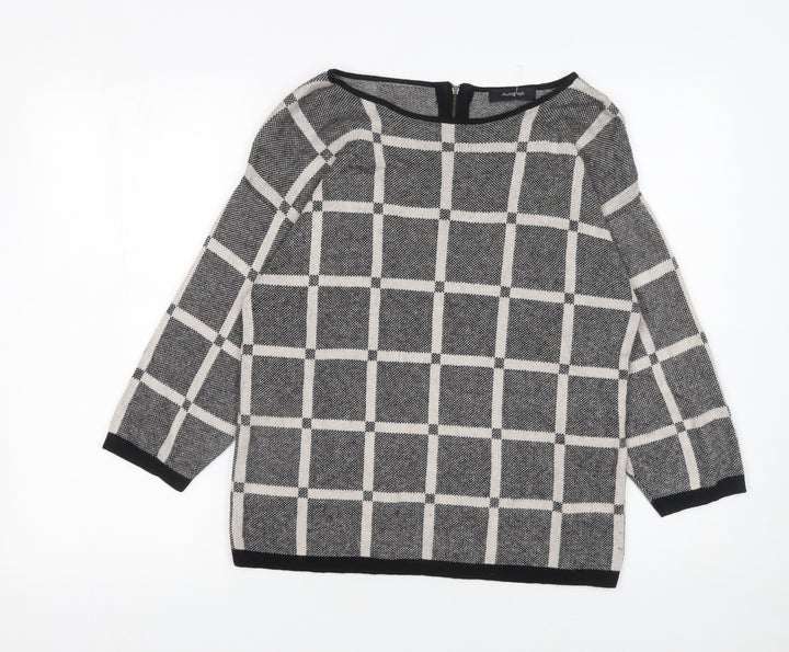 Marks and Spencer Autograph Women’s Grey Check Knit Jumper Size 12