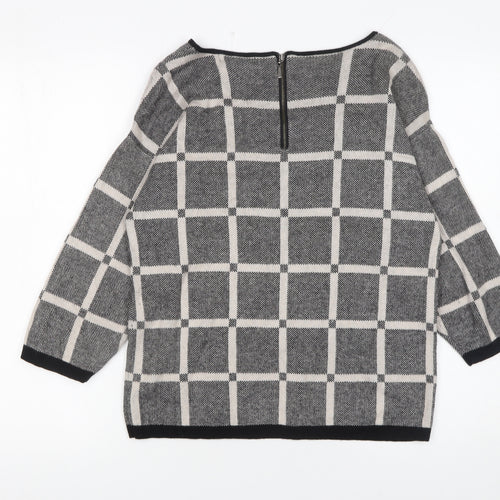 Marks and Spencer Autograph Women’s Grey Check Knit Jumper Size 12