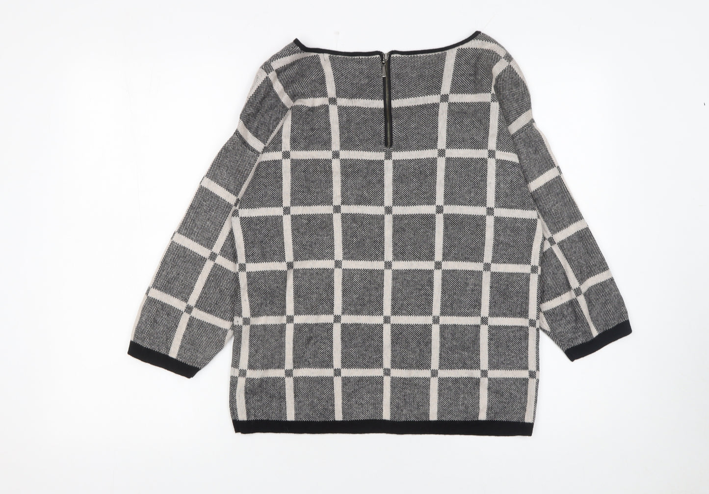 Marks and Spencer Autograph Women’s Grey Check Knit Jumper Size 12