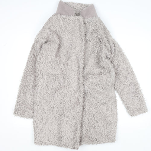 Paisie Womens Beige Mid-Length Fleece Wool Blend Coat Size 8