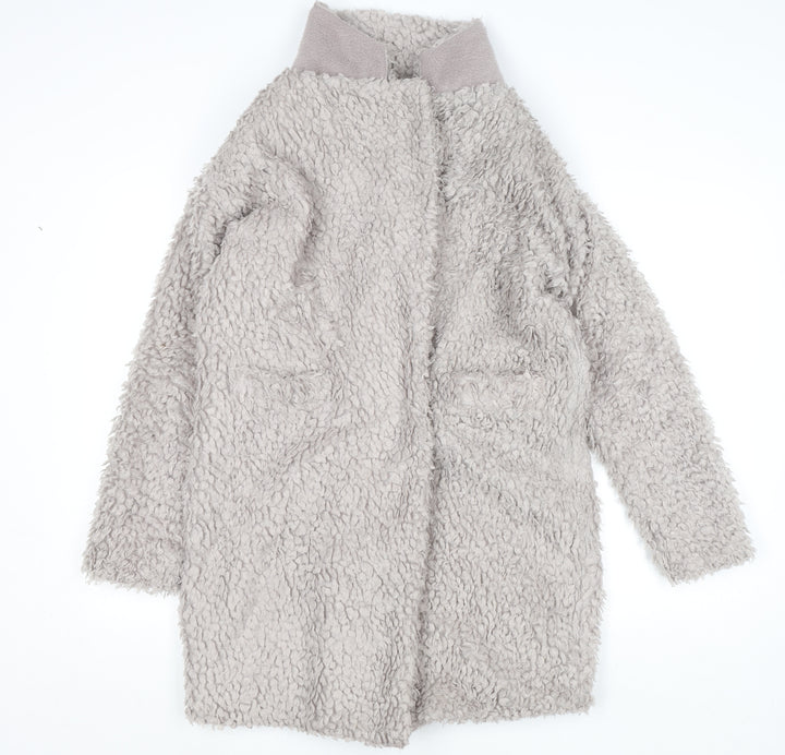 Paisie Womens Beige Mid-Length Fleece Wool Blend Coat Size 8