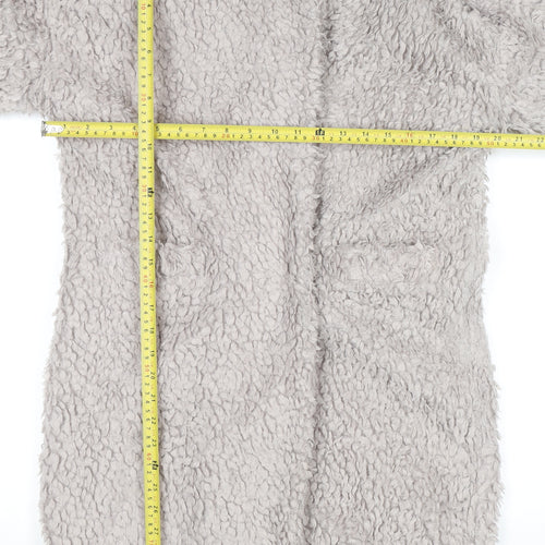 Paisie Womens Beige Mid-Length Fleece Wool Blend Coat Size 8
