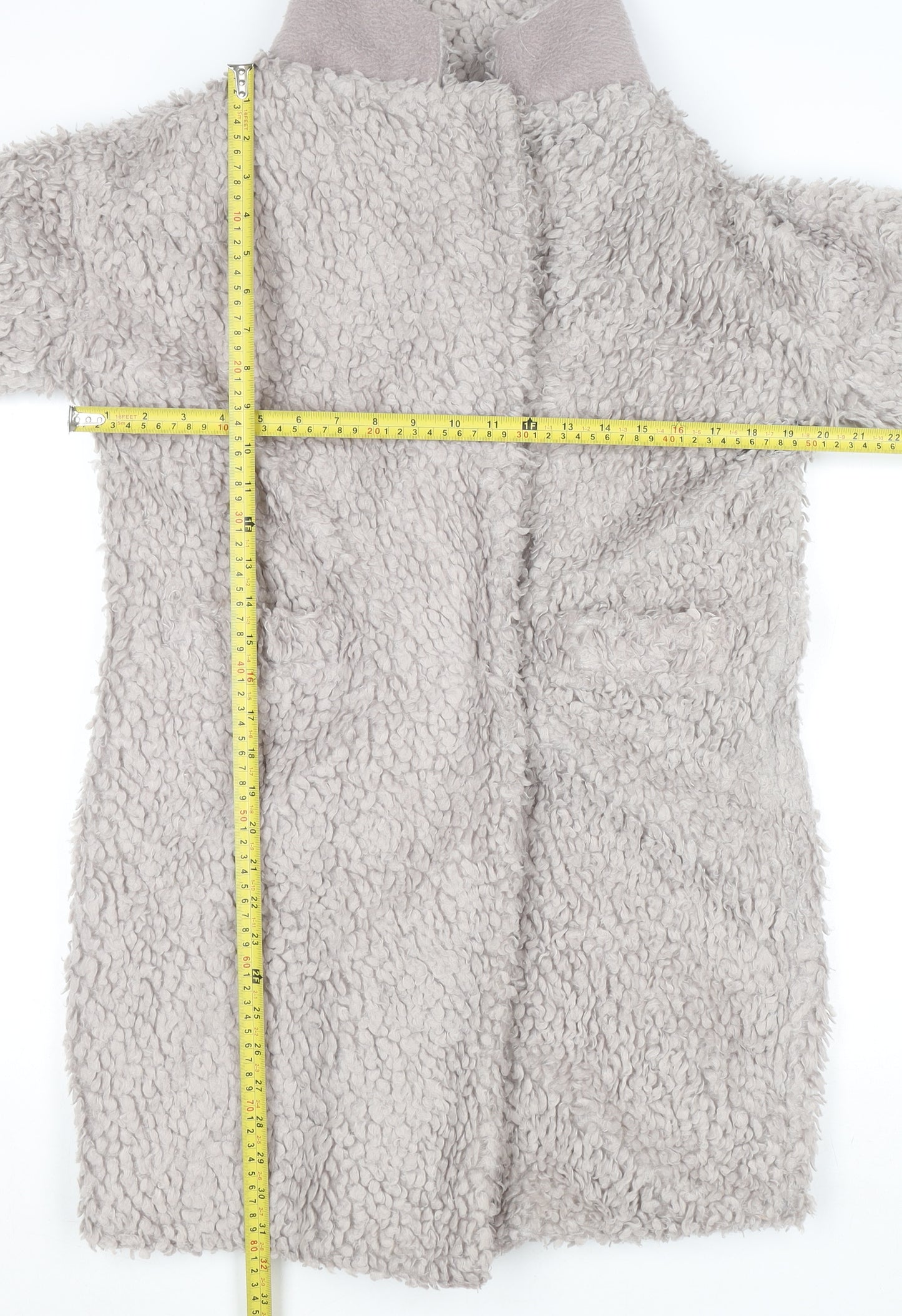 Paisie Womens Beige Mid-Length Fleece Wool Blend Coat Size 8