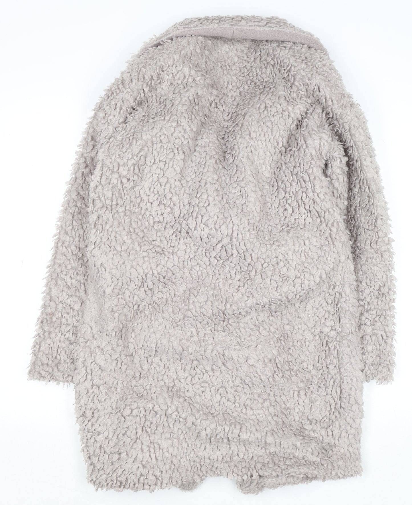 Paisie Womens Beige Mid-Length Fleece Wool Blend Coat Size 8