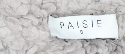 Paisie Womens Beige Mid-Length Fleece Wool Blend Coat Size 8