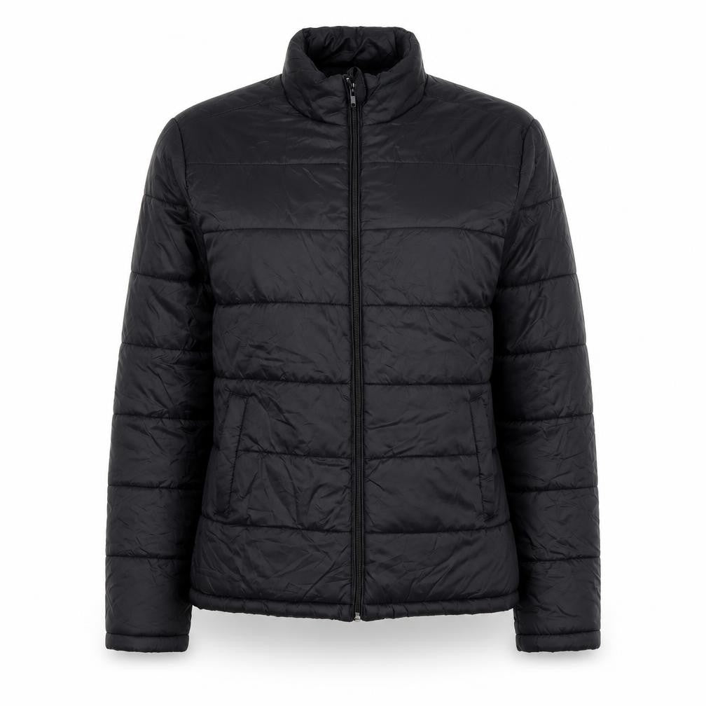Front view of Zudio Women's Black M Puffer Jacket Lightweight Nylon Outerwear
