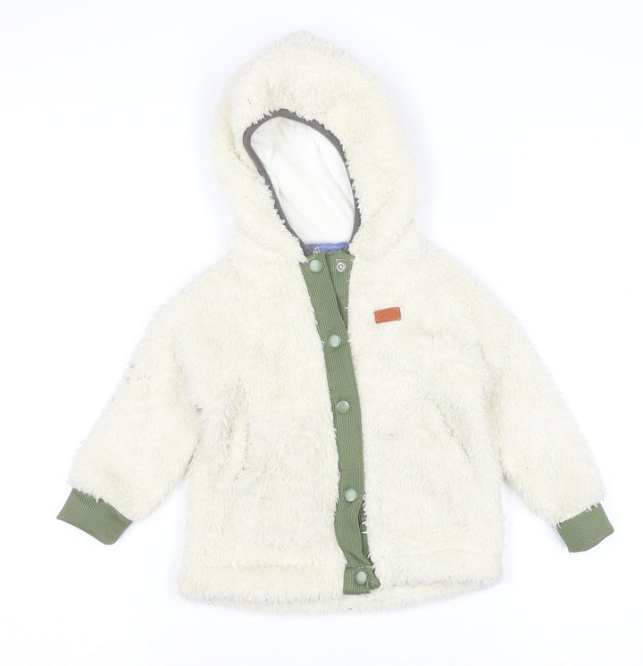7 For All Mankind Unisex Toddler Ivory Hooded Fleece Jacket 24 Months