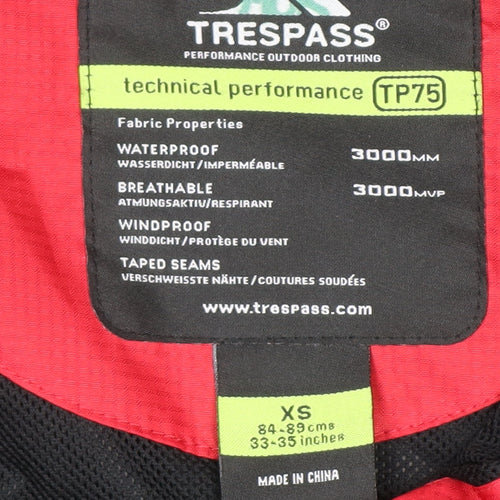 Trespass Men's Black XS Waterproof Hooded Rain Coat Windproof Jacket