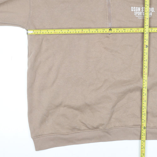 Boohoo Men Beige 1/2 Zip High Neck Sweatshirt Size S Regular Fit