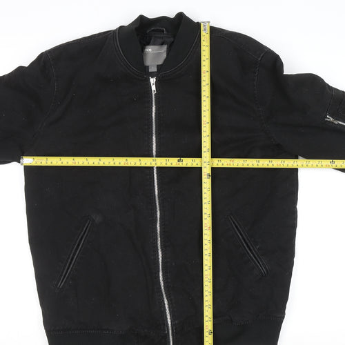 ASOS Men's Black Bomber Jacket L Cotton Zip Casual Outerwear