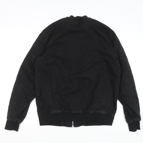 ASOS Men's Black Bomber Jacket L Cotton Zip Casual Outerwear