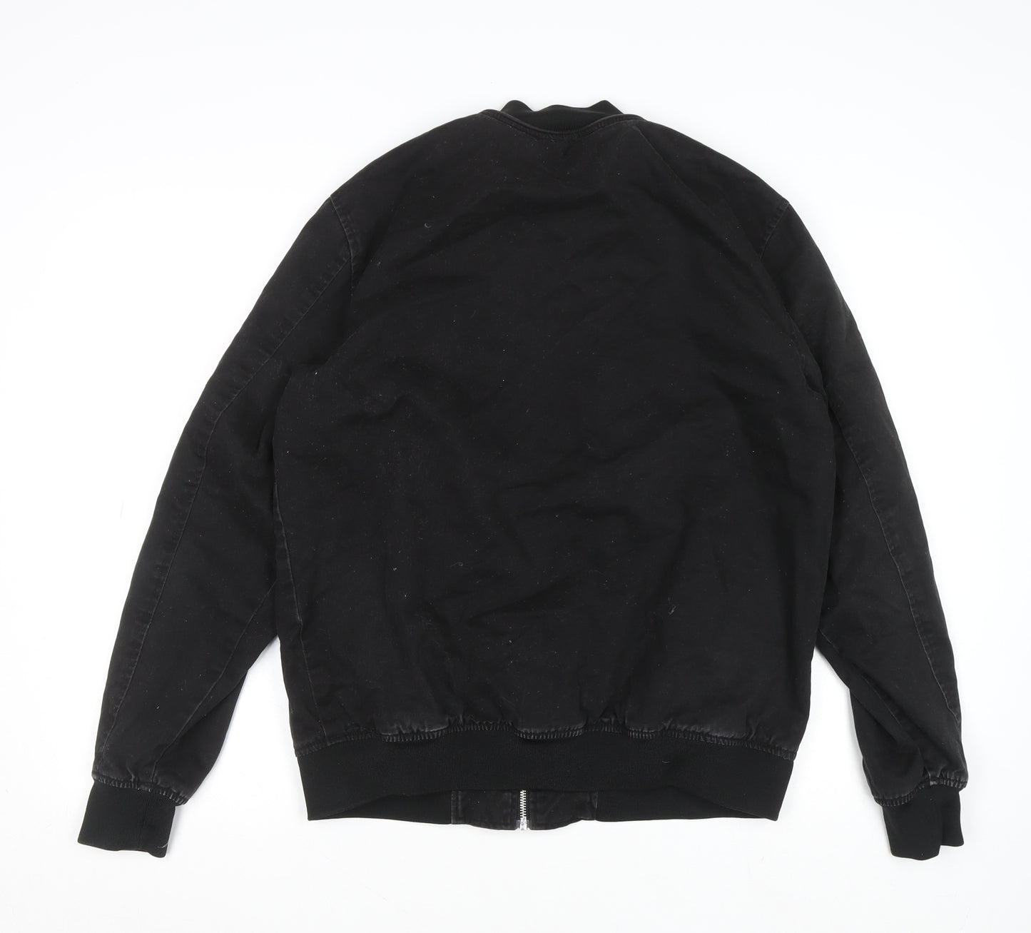 ASOS Men's Black Bomber Jacket L Cotton Zip Casual Outerwear