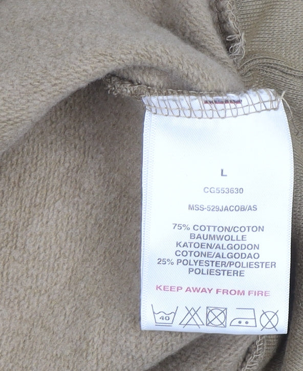 Brave Soul Men’s Beige Crew Neck Pullover Sweatshirt Size L