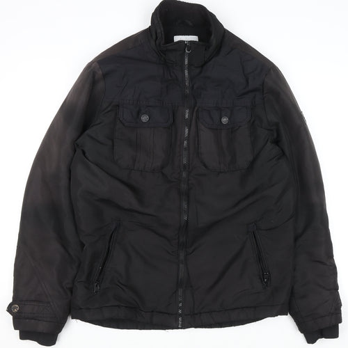 Jack & Jones Core Men's Black L Bomber Jacket Polyester Lined Zip-Up