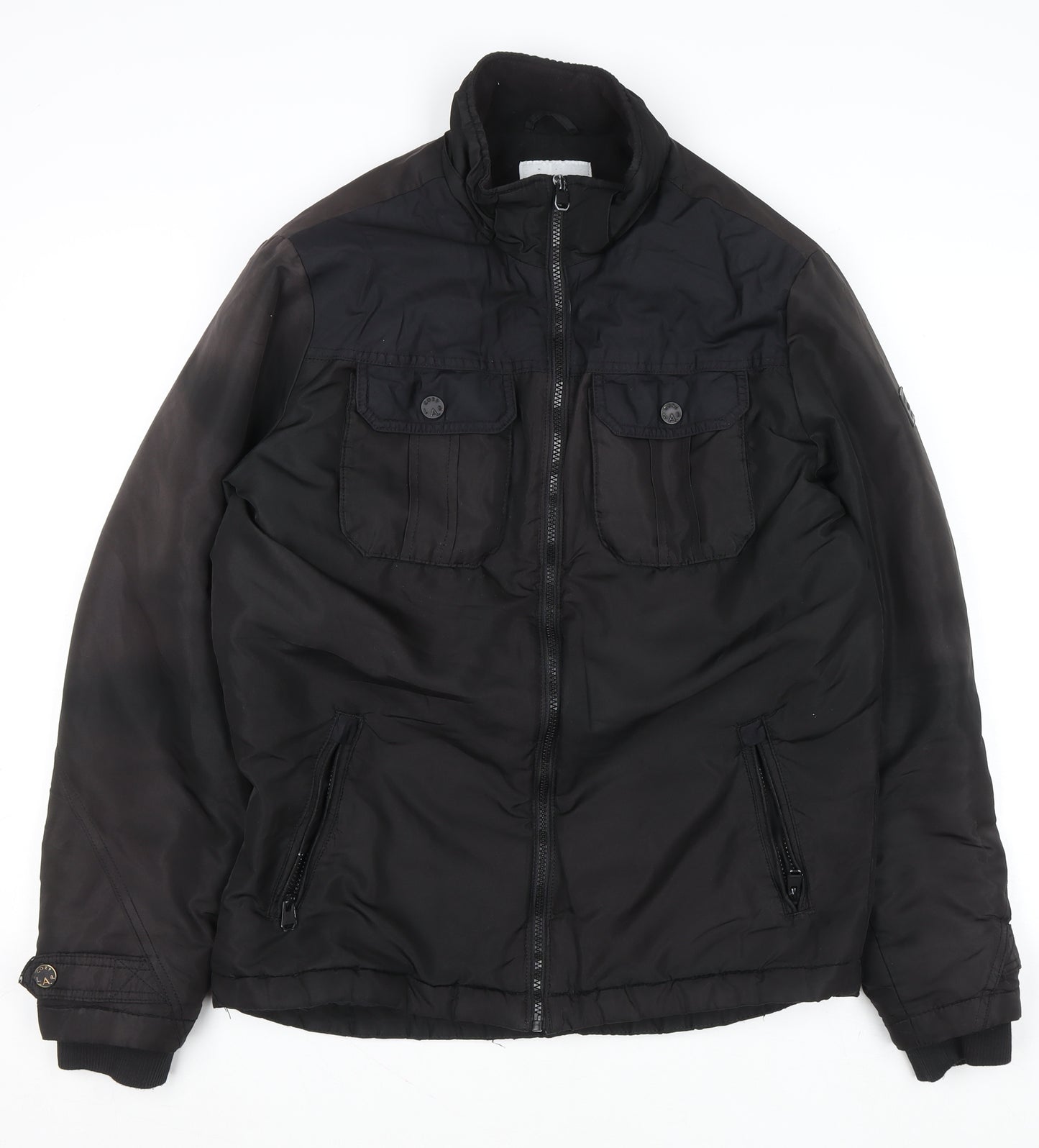 Jack & Jones Core Men's Black L Bomber Jacket Polyester Lined Zip-Up