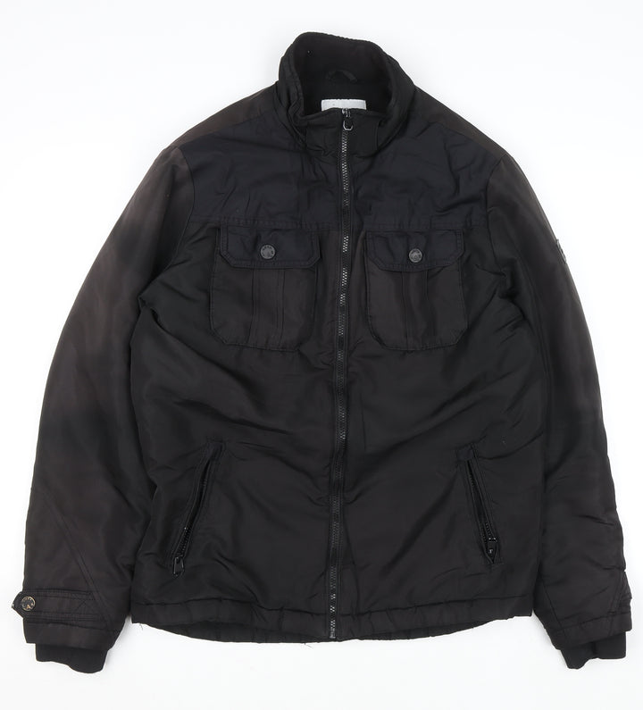 Jack & Jones Core Men's Black L Bomber Jacket Polyester Lined Zip-Up