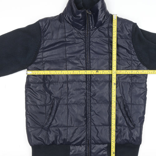 French Connection Men's Blue Quilted Bomber Jacket Size M