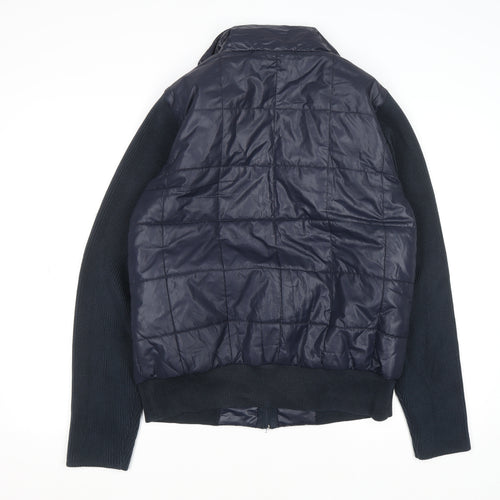 French Connection Men's Blue Quilted Bomber Jacket Size M