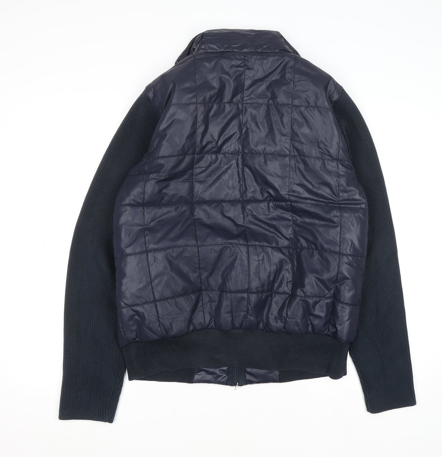 French Connection Men's Blue Quilted Bomber Jacket Size M