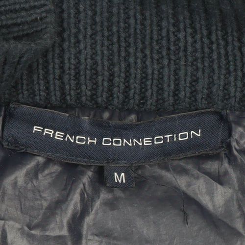 French Connection Men's Blue Quilted Bomber Jacket Size M