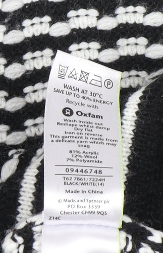 Marks and Spencer Women’s Black White Knit Cardigan Size 14