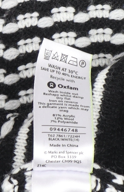 Marks and Spencer Women’s Black White Knit Cardigan Size 14