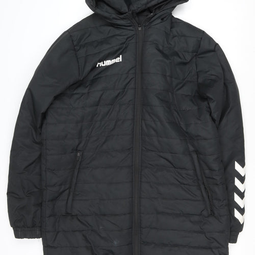 Hummel Men's Black M Puffer Jacket Hooded Water Resistant