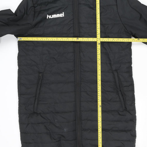 Hummel Men's Black M Puffer Jacket Hooded Water Resistant