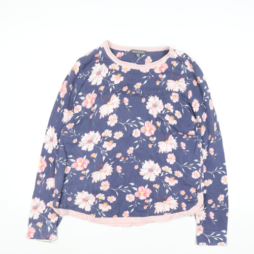 Laura Ashley Women's Blue Floral Cotton Pullover Jumper UK 18