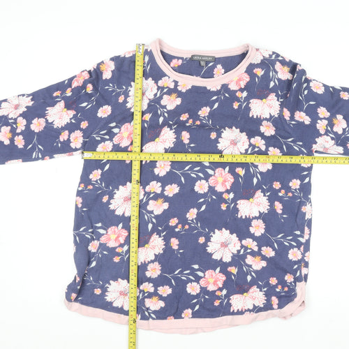Laura Ashley Women's Blue Floral Cotton Pullover Jumper UK 18