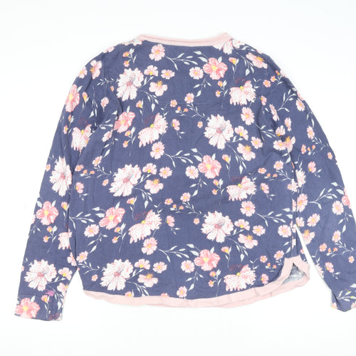 Laura Ashley Women's Blue Floral Cotton Pullover Jumper UK 18