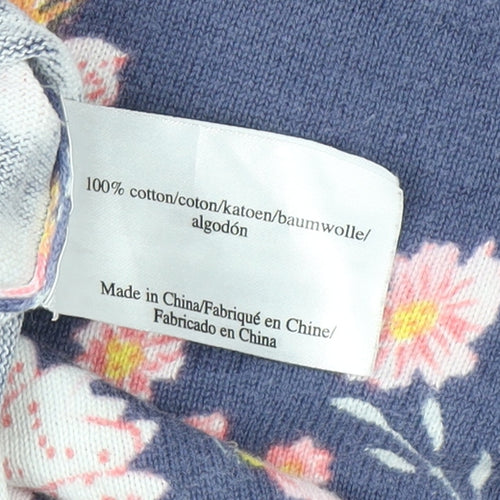 Laura Ashley Women's Blue Floral Cotton Pullover Jumper UK 18