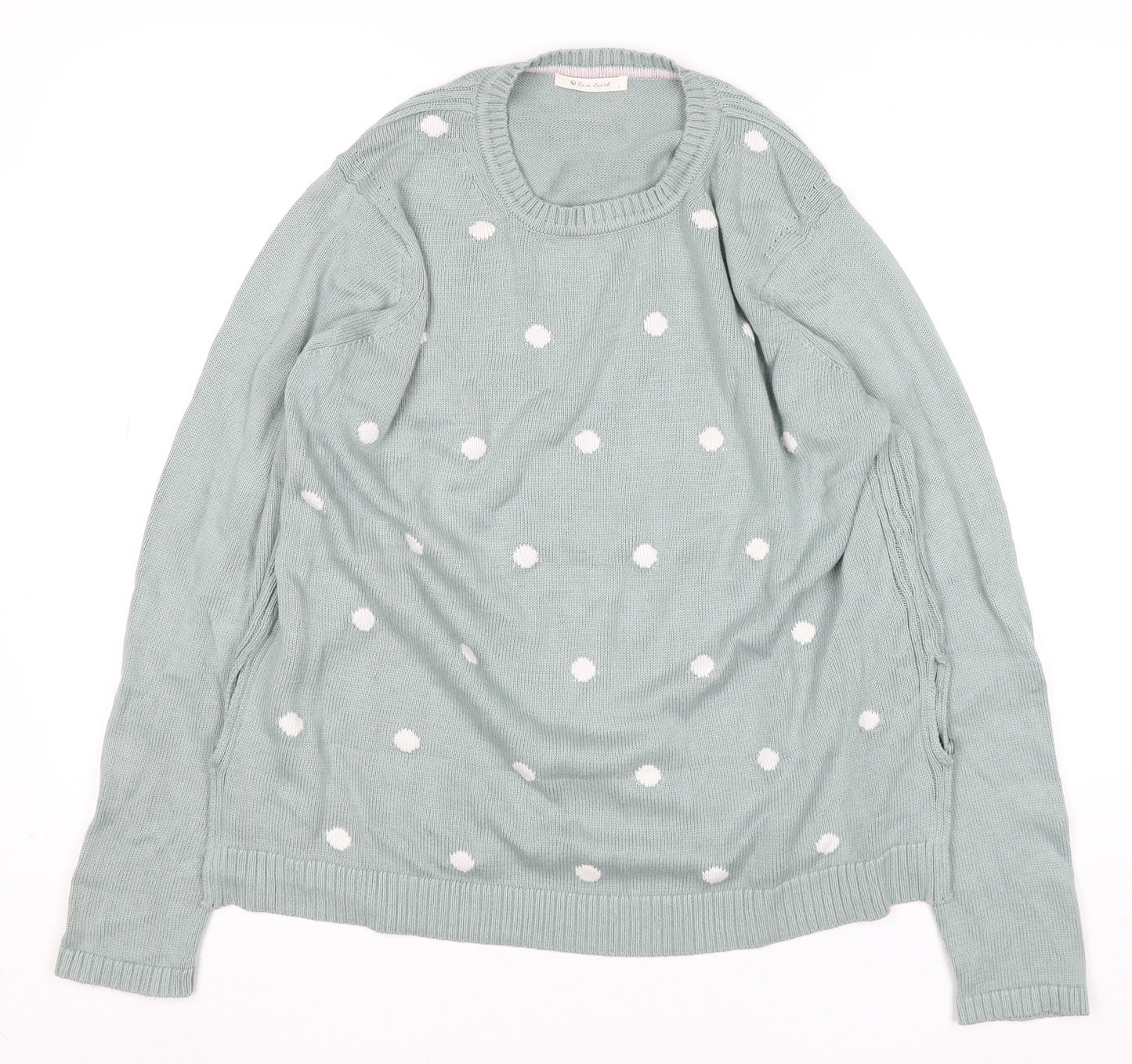 Rare Earth Women Green Polka Dot Cotton Crew Neck Jumper L