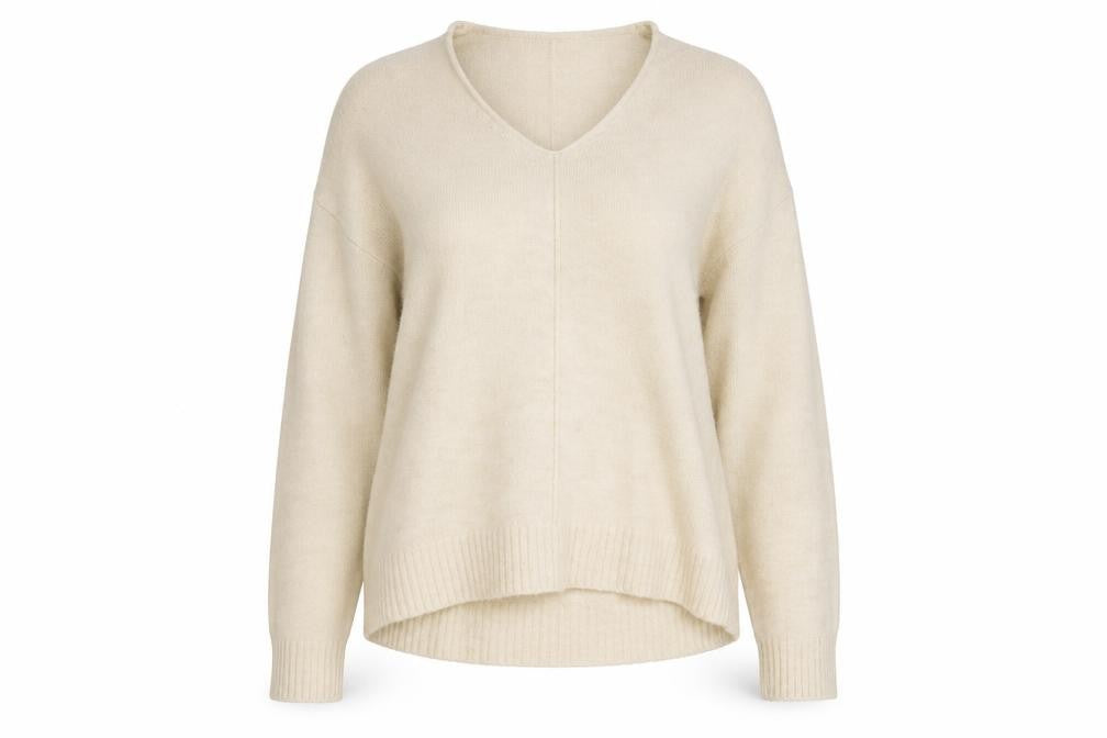 H&M Women’s Beige V-Neck Knit Jumper Size M