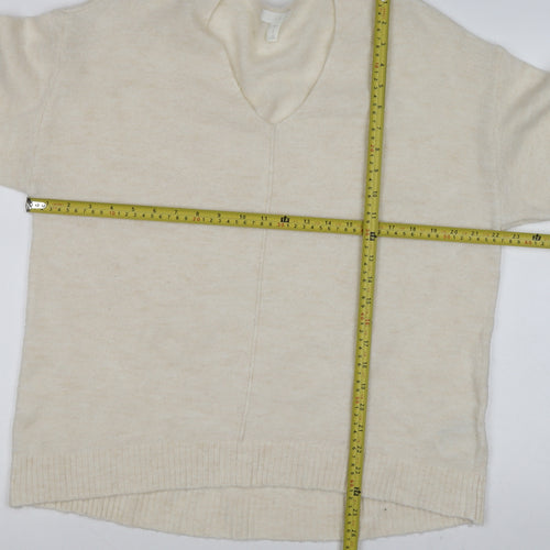H&M Women’s Beige V-Neck Knit Jumper Size M