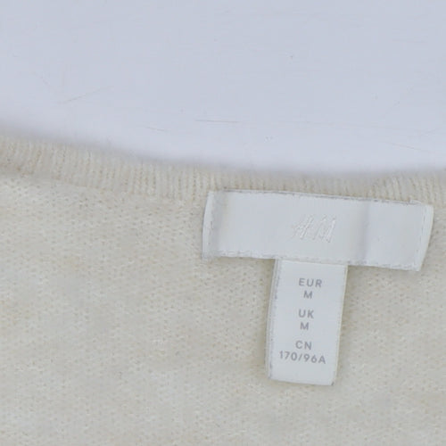 H&M Women’s Beige V-Neck Knit Jumper Size M