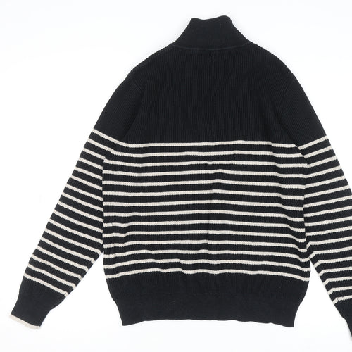 Joules Womens Black Striped Cotton 1/2 Zip Jumper UK 16