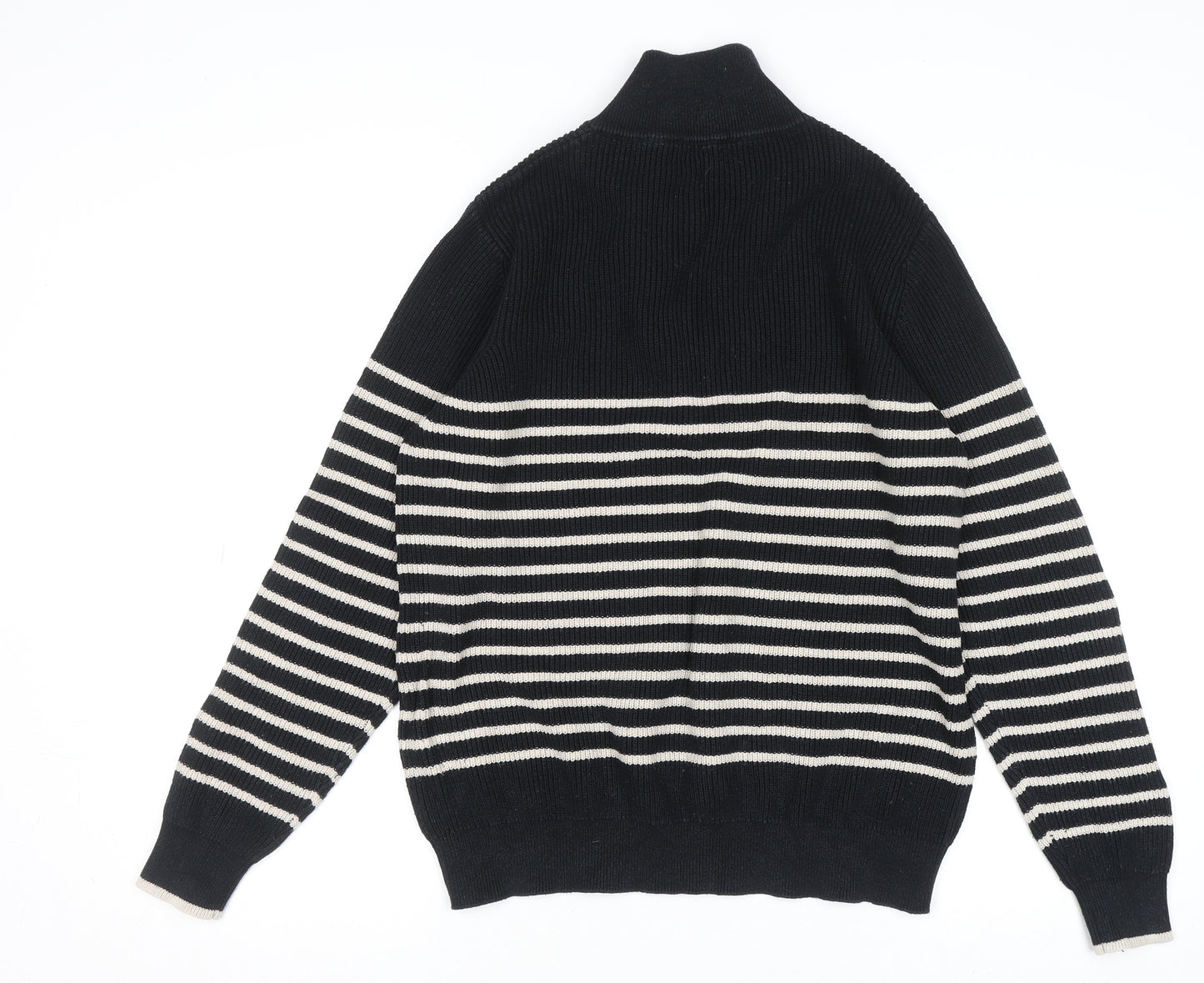 Joules Womens Black Striped Cotton 1/2 Zip Jumper UK 16