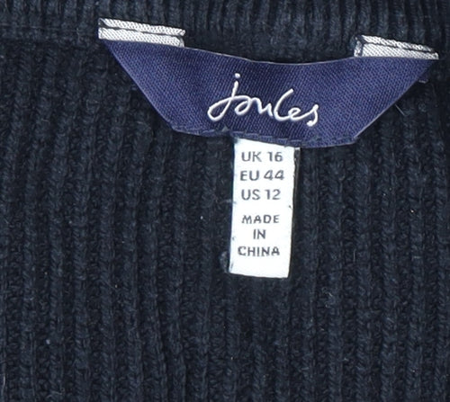 Joules Womens Black Striped Cotton 1/2 Zip Jumper UK 16