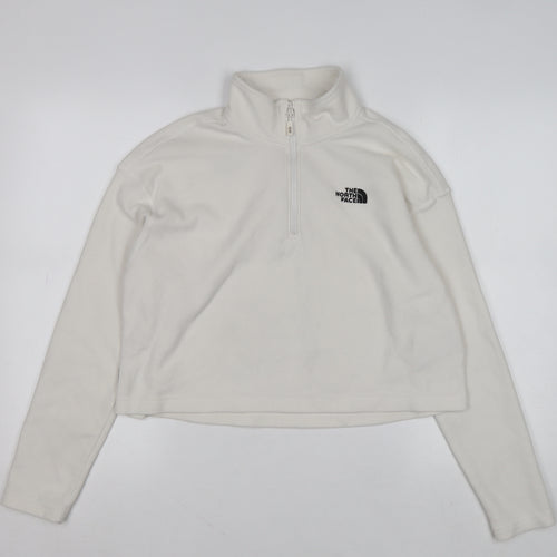 The North Face Womens White Fleece 1/4 Zip Pullover Sweatshirt L