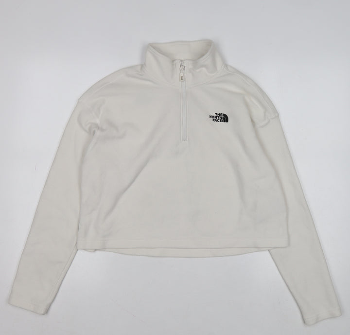 The North Face Womens White Fleece 1/4 Zip Pullover Sweatshirt L