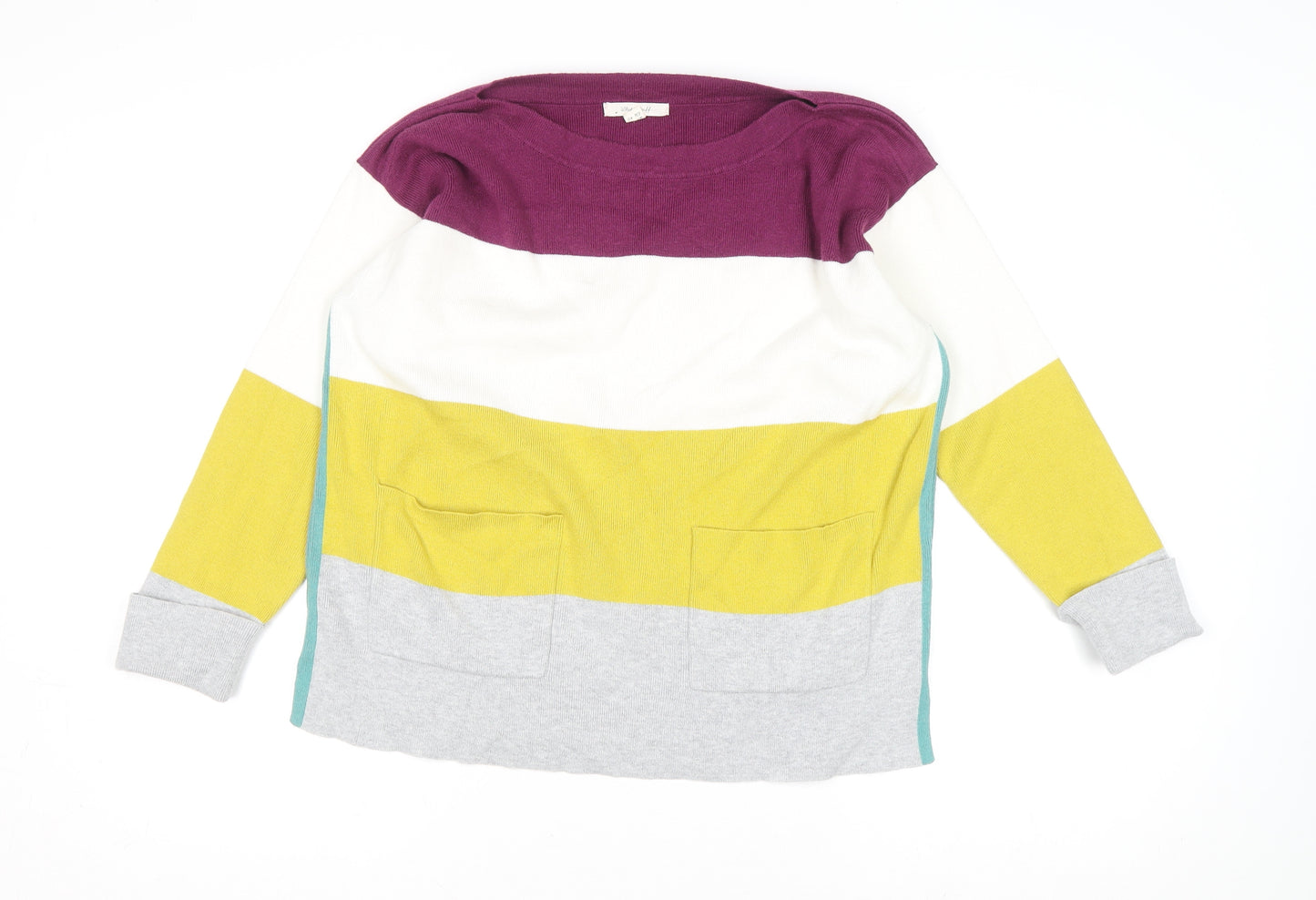White Stuff Women’s Multicoloured Striped Jumper UK 12 Cotton Blend