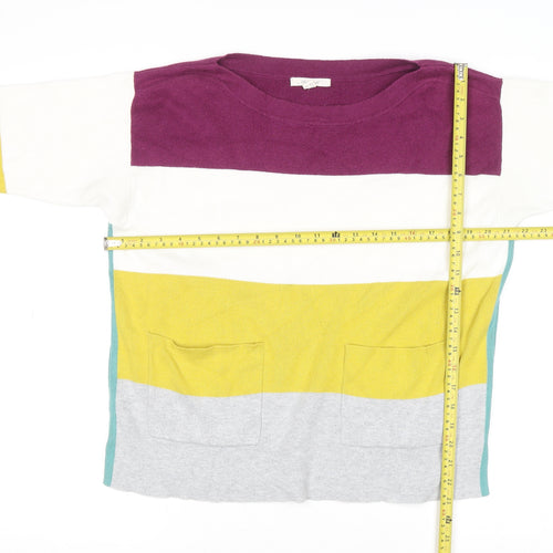 White Stuff Women’s Multicoloured Striped Jumper UK 12 Cotton Blend